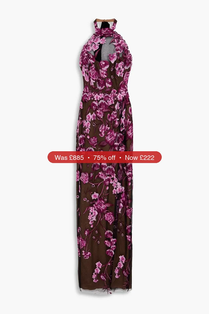 MARCHESA NOTTE Embroidered tulle gown – 75% Off