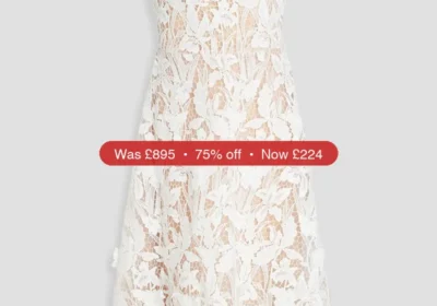 MARCHESA NOTTE Flared guipure lace midi dress - 75% Off in United Kingdom