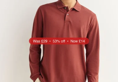 Next Red Regular Fit Long Sleeve Pique Polo Shirt - 53% Off in Ireland