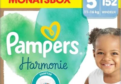 Pampers Babywindeln Größe 5 (11-16 kg) Harmonie, Monatskiste, sanfte Hautschutz und pflanzliche Inhaltsstoffe, Packung mit 152 Stk in Finland