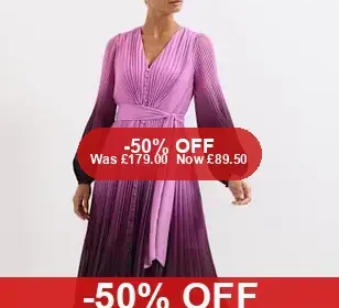PHASE EIGHT Ombre Plisse Midi Dress - 50% Off in United Kingdom