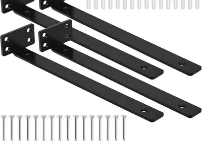 Rustark Heavy Duty Shelf Brackets - Black T Brackets (10 Inches) Best Deal in Singapore