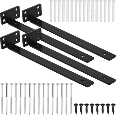 Rustark Heavy Duty Shelf Brackets – Black T Brackets (10 Inches) Best Deal