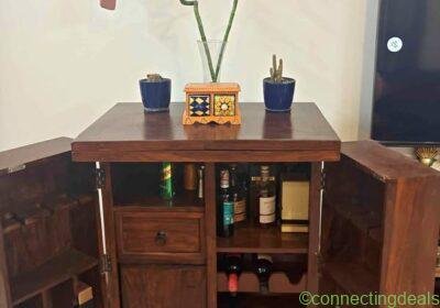 Sheesham Wood Bar Cabinet with Wheels & Foldable in Mumbai