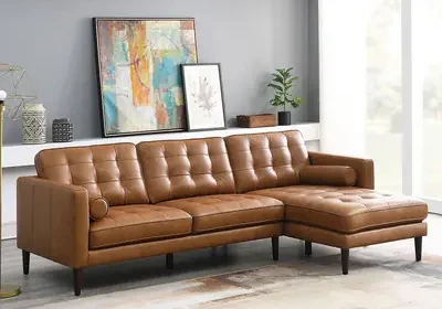 Simon Li Harstine Brown Leather Corner Sofa - Costco Deal in United Kingdom