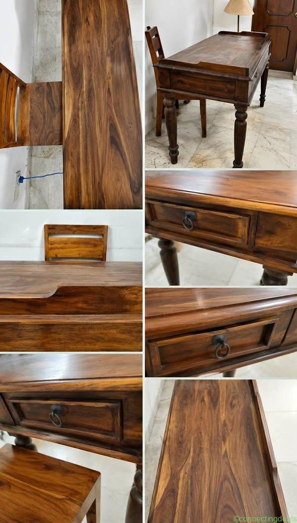 Solid Sheesham Wood Desk with chair