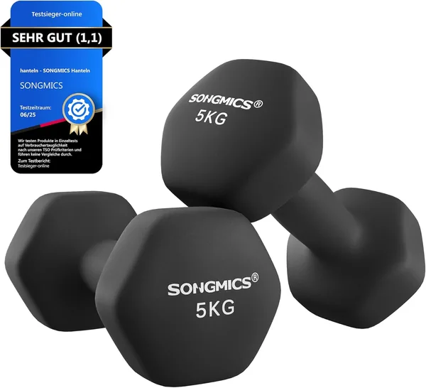 SONGMICS Hantelsatz mit 2 Hexagon- Neoprenüberzug für Krafttraining Workout Fitness Training Heimgebrauch – 19% Rabatt