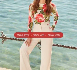 SOSANDAR Floral Button Cuff Crew Neck Jumper - 50% Off in United Kingdom