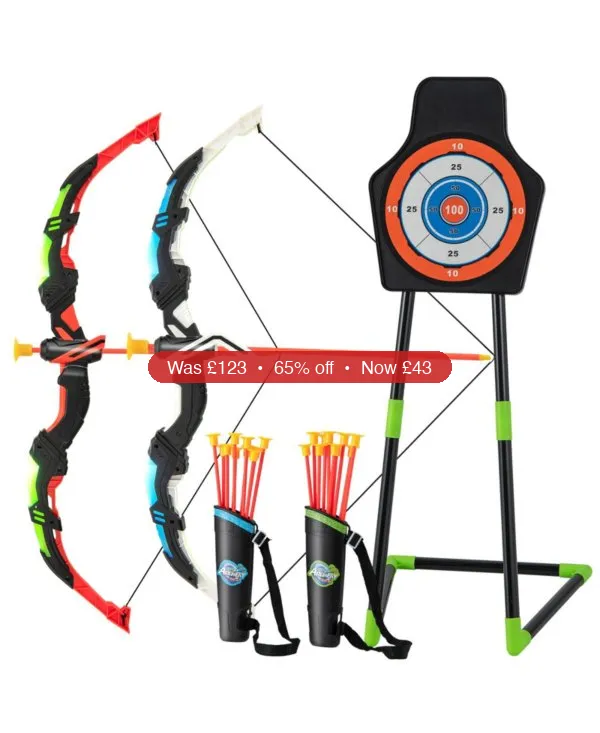 SUGIFT Youth Archery Bow Set with LED Light Up Bow and 20 Suction Cup Arrows for Kids – 65% Off