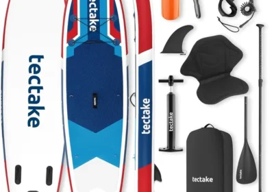 Tectake® Tabla de Paddle Inflable, Incluye Pala 2 en 1, Asiento de Kayak Integrado, Tabla SUP Inflable, Bomba de Aire, Maleta para Palas Dobles in Spain