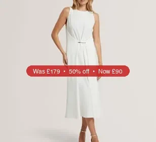 Ted Baker High Neck Bar Detail Midi Dress - 50% Off in United Kingdom