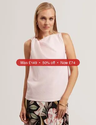 Ted Baker Twist Detail Cowl Neck Top – 50% Off