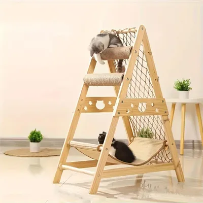 Torre De Madera para Gato Árbol con 2 Postes – Mejor Oferta