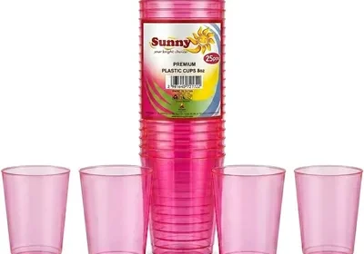 Transparent Colored Plastic Cups 8oz - 25 PCS | Recyclable in Oman