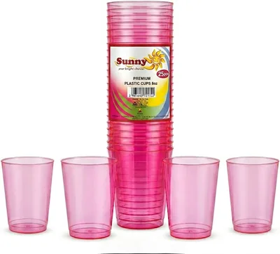Transparent Colored Plastic Cups 8oz – 25 PCS | Recyclable