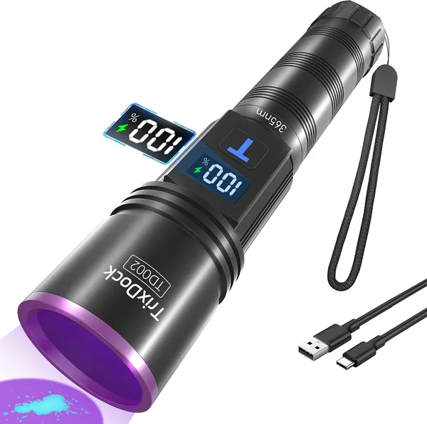 TrixDock 365nm UV-Taschenlampe mit 4 Kernen und LCD-Display, 45% Rabatt