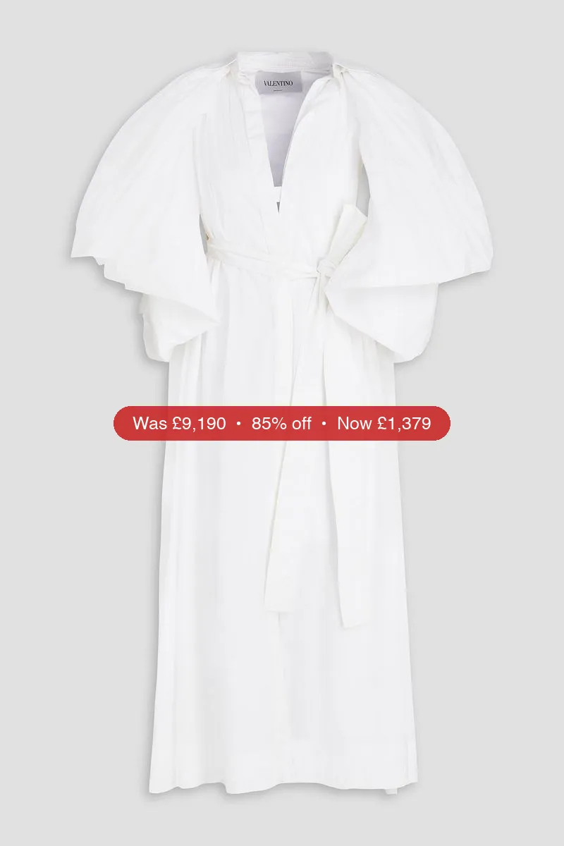 VALENTINO GARAVANI Cape-effect cotton-blend poplin maxi dress – 85% Off