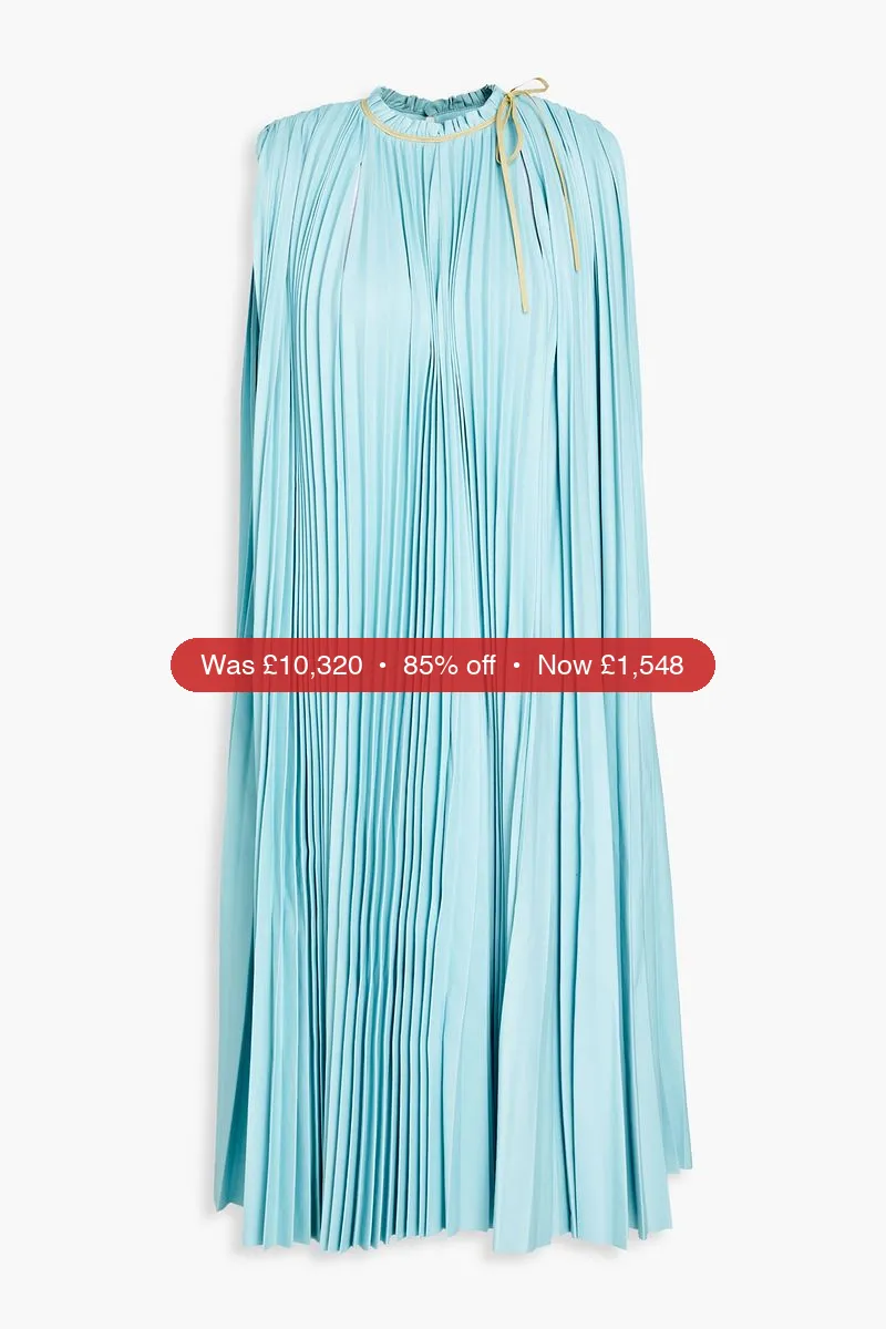 VALENTINO GARAVANI Cutout pleated leather midi dress – 85% Off