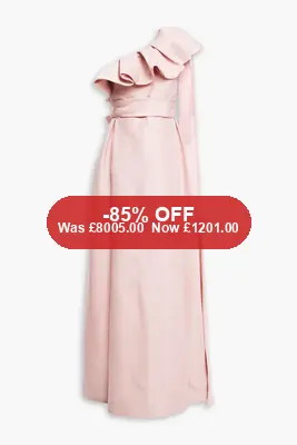 VALENTINO GARAVANI One-shoulder belted ruffled silk-gazar gown – 85% Off