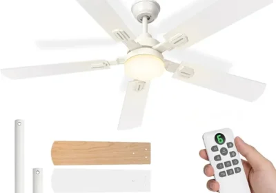 Ventilatore a Soffitto Aigostar con Luce e Telecomando Silenzioso 52 Pollici, 3000K/4000K/6000K Dimmabile, Motore DC 33W Reversibile in Italy