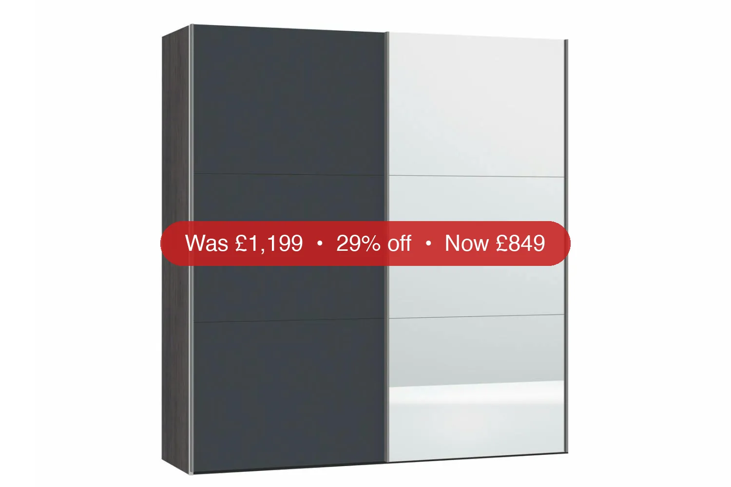 Zermatt Wardrobe | Grey Matt & Mirror | 2m – 29% Off