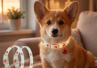 2 Collares Luminosos para Mascotas con Campana, Luz Nocturna, Bonitos Collares para Mascotas con Huellas de Patas, Seguridad Nocturna - Mejor Oferta in Mexico