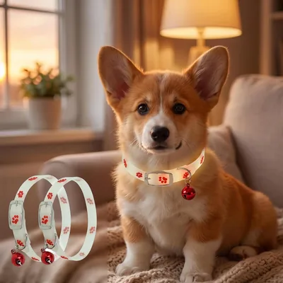 2 Collares Luminosos para Mascotas con Campana, Luz Nocturna, Bonitos Collares para Mascotas con Huellas de Patas, Seguridad Nocturna – Mejor Oferta