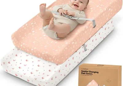 2-Pack Organic Changing Pad Covers - 100% Cotton, Soft Baby Nursery Diaper Change in Singapore