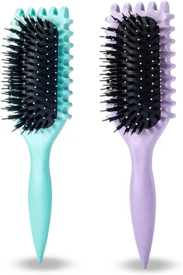 2 Pcs Curly Hair Brush Purple Blue Best Deal