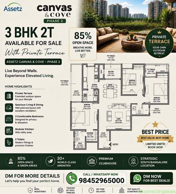 3 Beds 2 Baths – Apartment