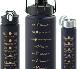 3Pcs Black Motivational Water Bottles - Leak-Proof & Reusable in South Africa