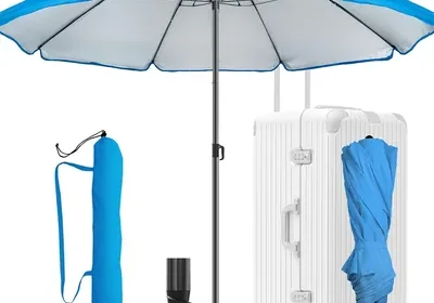 4smile Strandparasol Durchmesser 160 cm - UPF 50+ Praktischer Reiseparasol für Koffer - Funktionales Strandtuch Kleines Falten in Norway