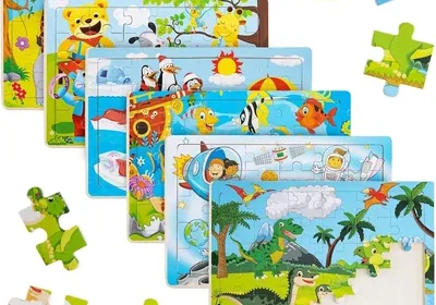 6-Pack Wooden Jigsaw Puzzles | 30-Piece Educational Set | Kids 3-5 in Qatar
