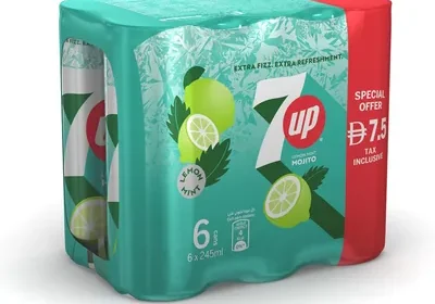 7UP Mojito Zero Sugar Lemon & Mint 245ml x 6 Best Deal in Kuwait