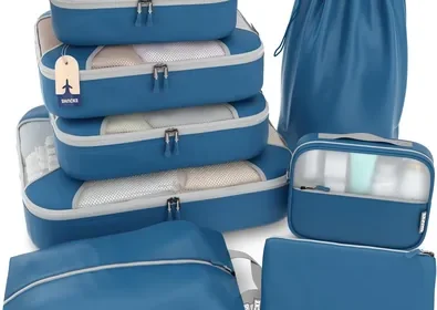 8 Set Packing Cubes - Navy Blue Travel Organizers with Laundry Bag in Singapore