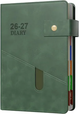 Academic Diary 2026-27 A5 Page A Day, Button Strap, Colorful Tabs, 400 Pages