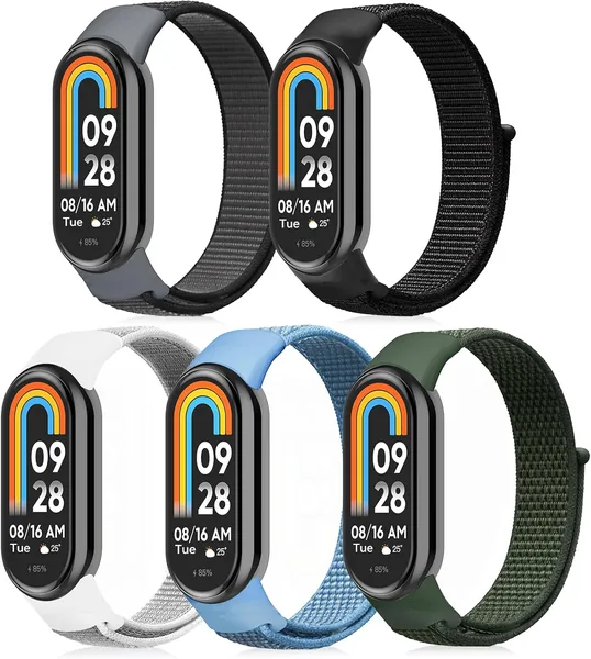 Aceyoon Er ersättningsbander för Xiaomi Smart Band 10/9/8, 5 Paket Nylon Elastisk Bander, Luftig och Justerbar Sportband
