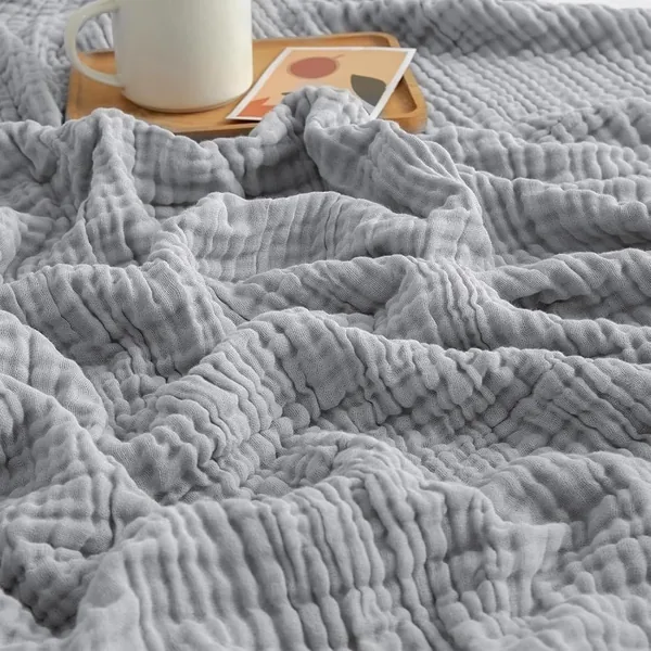 Ahhzyys muslin blanket, sommermuslin 150×200, 100% natural muslin, lätt och mjuk väska für rutsinlig natt