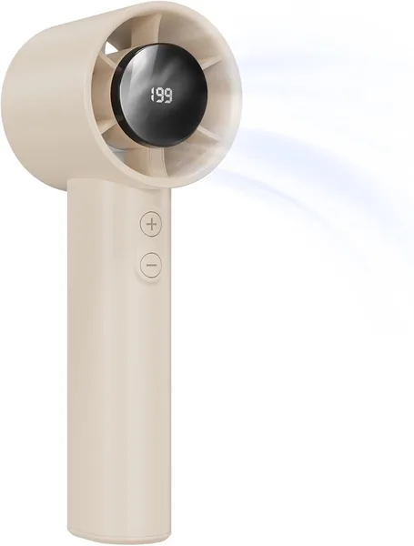 AICPAN Handheld Fan Batterie-betrieben, einstellbare Geschwindigkeit (1-199), 13 Stunden Langzeitbetrieb, Digitales Display, Kompakt