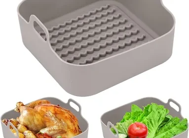 Air Fryer Silicone Pot, 8 Inch Square Basket, Reusable Liners - Gray in South Africa