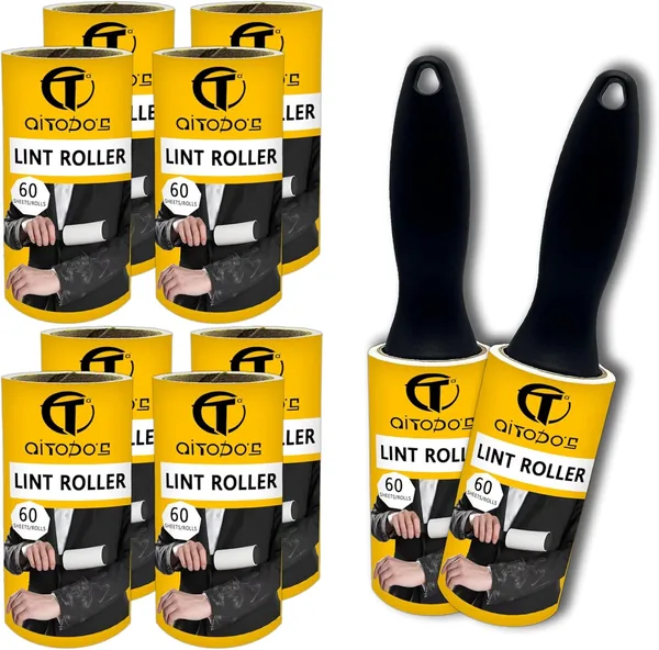 AiTodos® Rolka do Sierści Zwierząt – Zestaw 10 Rolek (600 Arkuszy) + 2 Uchwyty | Wałek do Kłaczków dla Psów i Ko, Best Deal
