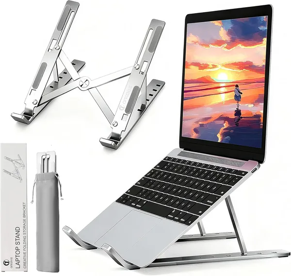 AiTodos® Stojak na Laptopa, 8-16 Cali, Podstawka do Laptopa, Antypoślizgowa w 6 Pozycjach, Stop Aluminium, Stojaki na Laptopa