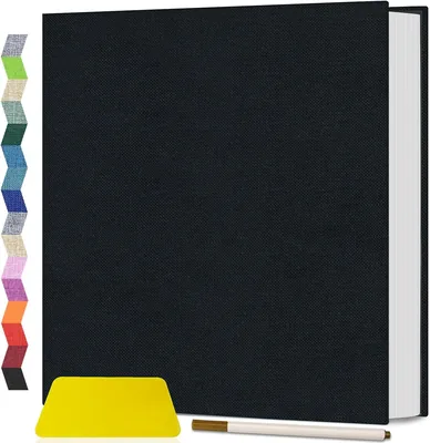 Álbum Grande Autoadhesivo 40 Páginas en Blanco Magnético DIY, 11×10.6 pulgadas, Cubierta de Lino con Bolígre
