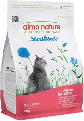Almo Nature Sterilizzato con Carne di Salmone Fresca – Cibo Secco per Gatti Adulti, 2 kg