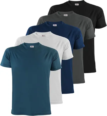 Alpex Camiseta para Hombre Pack de 5 Cuello Redondo 100% Algodón Sólido Manga Corta Camisa Casual Talla S-4XL