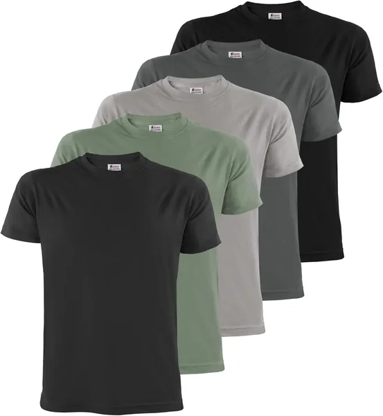 ALPIDEX Hommes T-Shirts – Pack de 5 – Col Rond – 100% Coton – Manches Courtes – Plaines – Basic – Tailles S à 5XL