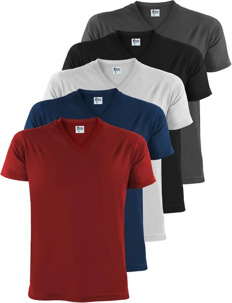 Alpidex T-shirt Koszulki Męskie Zestaw 5 Szt. Dekolt V, 100% Bawełna, Krótki Rękaw, Rozmiary S-5XL