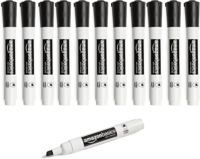 Amazon Basics Low-Odor Dry Erase Markers – Chisel Tip – 12 Pack (Black) | Best Deal