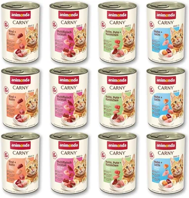 Animonda Carny Adult Gourmet Selection, Mixpack (12 x 400g), Feuchtnahrung für Erwachsene Katzen, 100 % frisches Fleisch