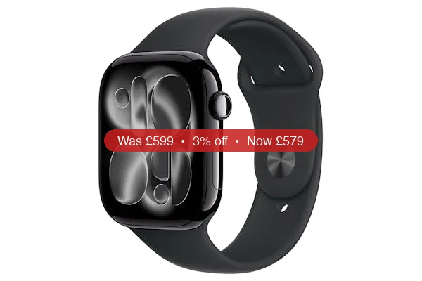 Apple Watch Series 11 | GPS + Cellular | 46mm | Jet Black Aluminium | Black Sport Band | M/L – 3% Off